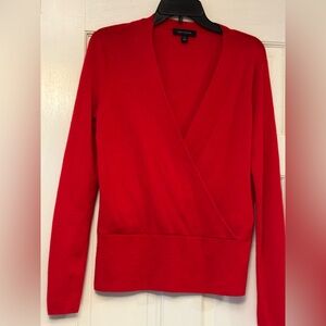 Ann Taylor Vibrant Red V-Neck Sweater